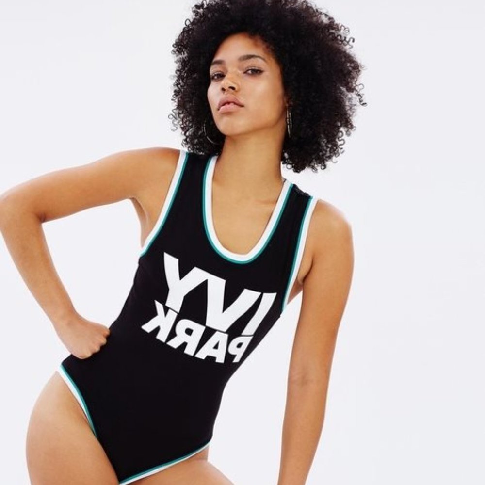 IVY PARK Stripe Trim Logo Bodysuit NWOT